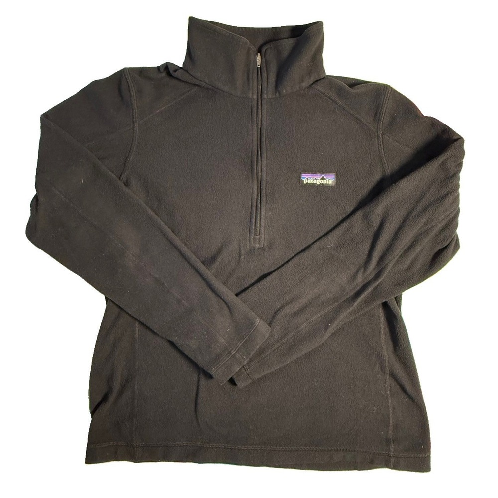 Patagonia Micro D Quarter Zip Pullover Small Black Fleece Womens Lightweight EUC